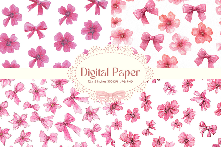 Bow Ribbon Background Bow Digital Paper Pattern Wallpaper_55