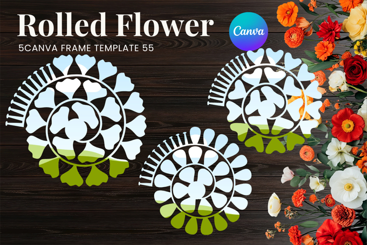 Rolled Flower Canva Frame Paper Flowers Canva Template_55