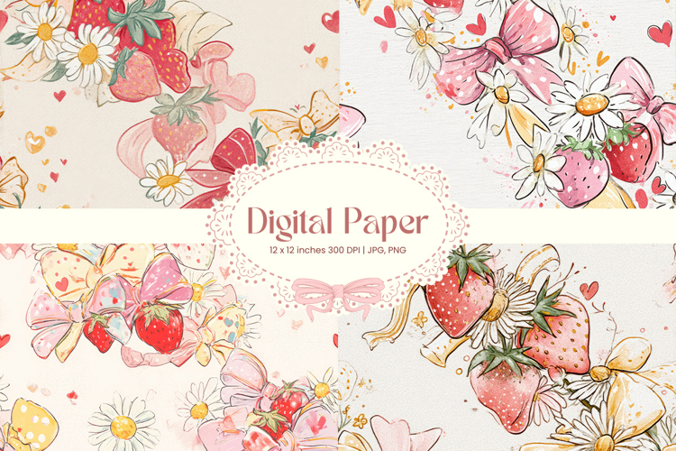 Strawberry Pattern Background Fresh Fruit Wallpaper Gift_57