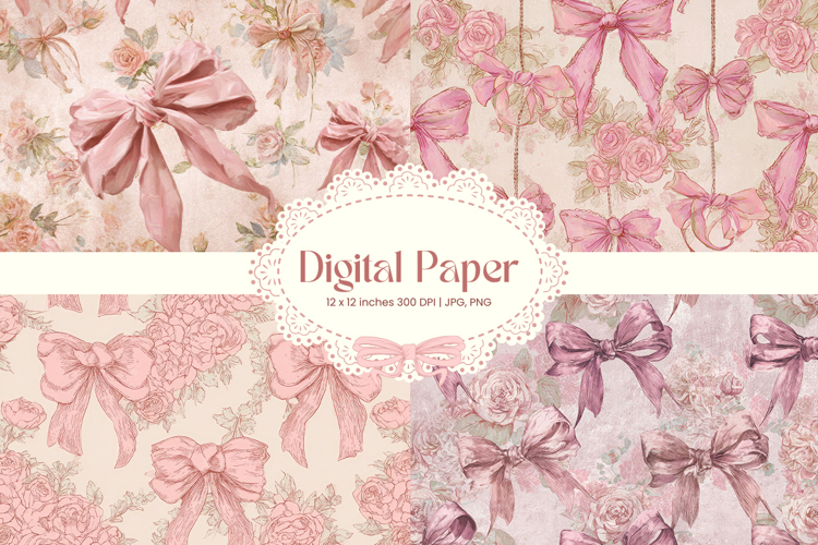 Bow Ribbon Background Bow Digital Paper Pattern Wallpaper_58
