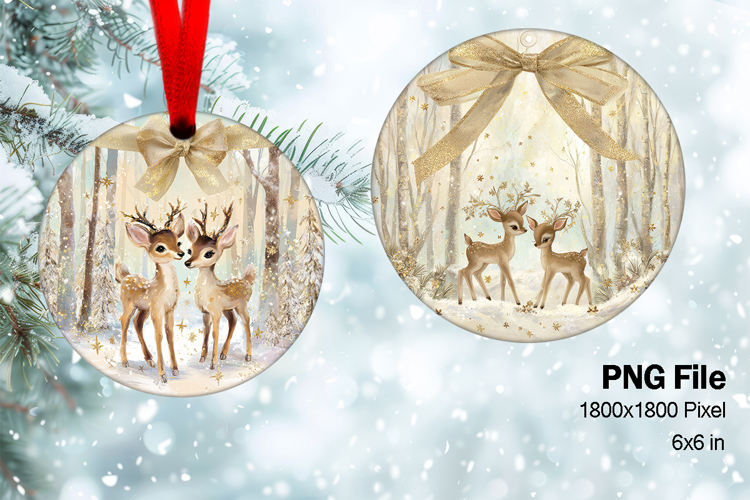 Christmas Deer Ornament Circle Deer Flower Decorate_6