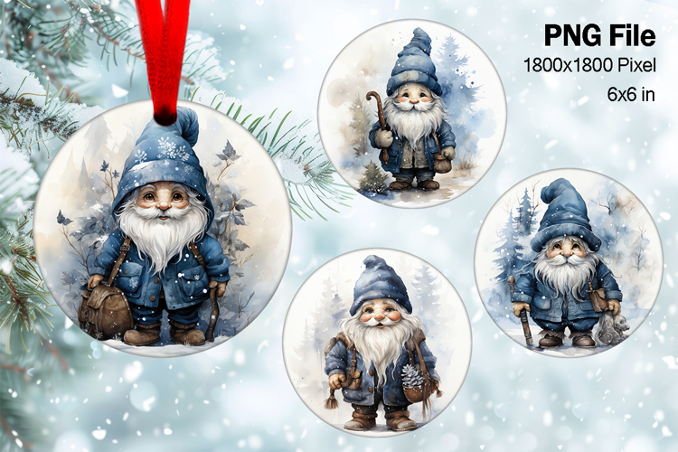 Gnome Santa Christmas Ornament Snow Decorate Sublimation_6
