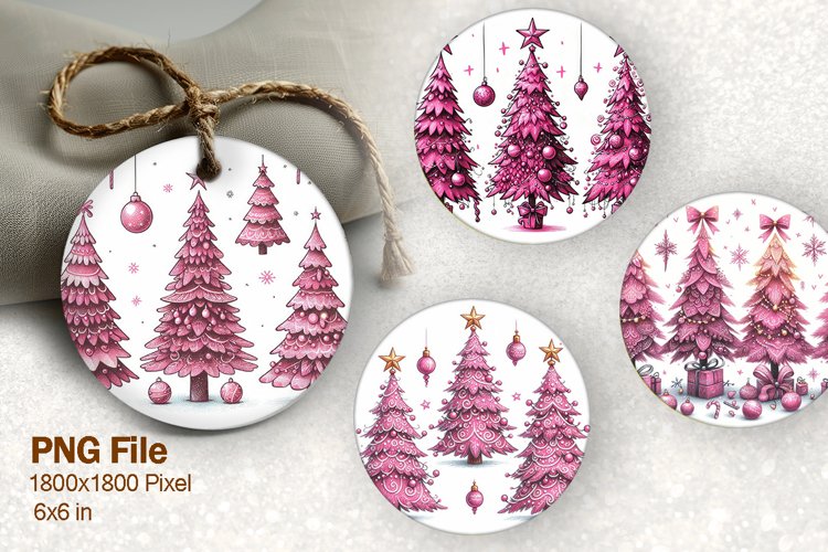 Christmas Tree Ornament Round Circle Decorate Sublimation
