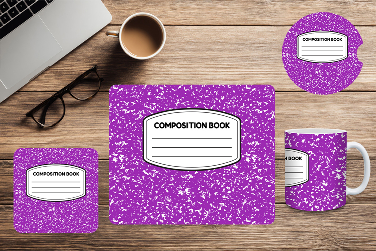 Composition Book Design School Mug Mouse Pad Car Coaster_6