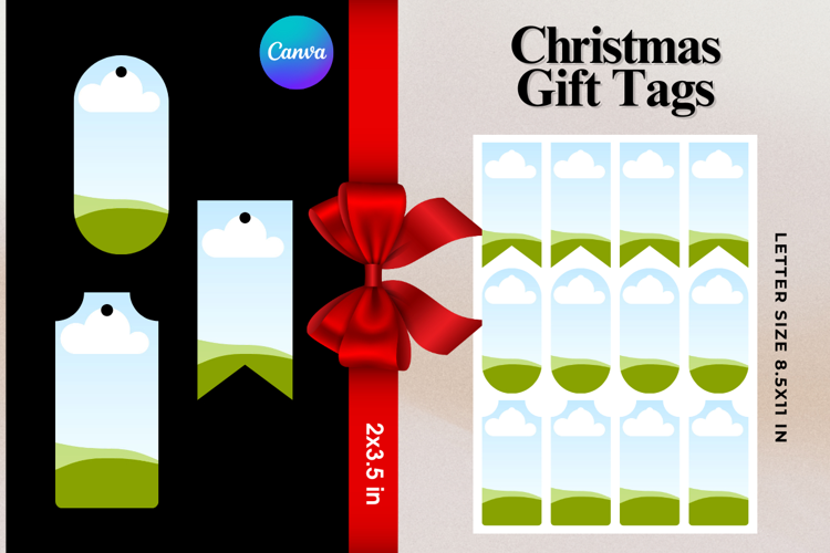 Christmas Gift Tags Canva Frame DIY Labels Editable Bag Tag