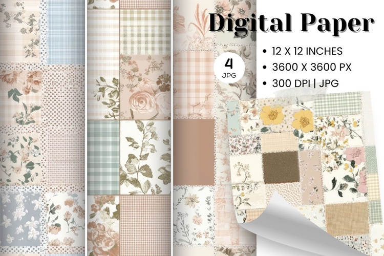 Flower Patchwork Quilt Pattern Background Gingham Wallpaper