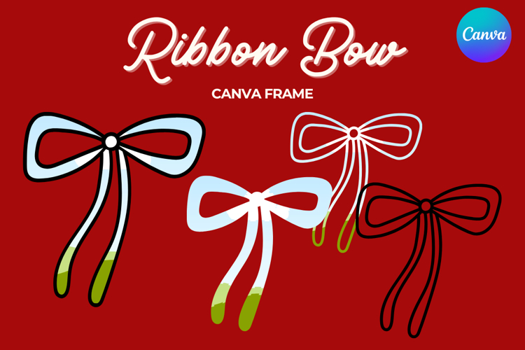 Coquette Bow Canva Frame Hand-Drawn Ribbon Mom life Design