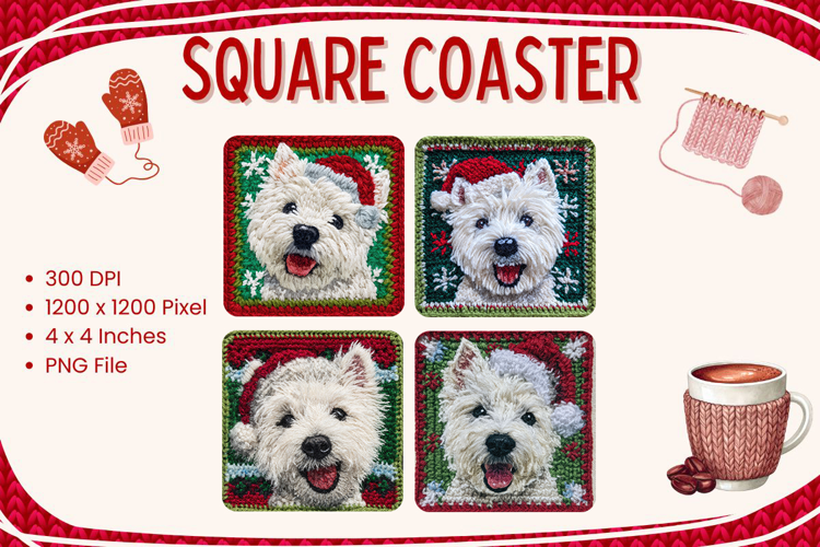 Christmas Knit Square Coasters Crochet Accessories Keychain