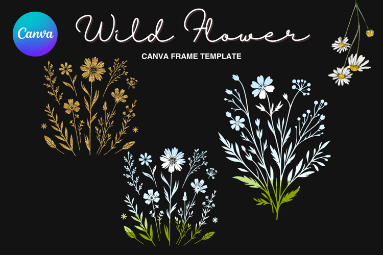 Wild Flower Canva Frame Bouquet Flower Add Photo_61