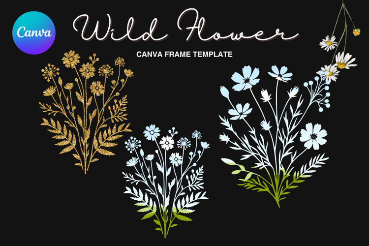 Wild Flower Canva Frame Bouquet Flower Add Photo_62