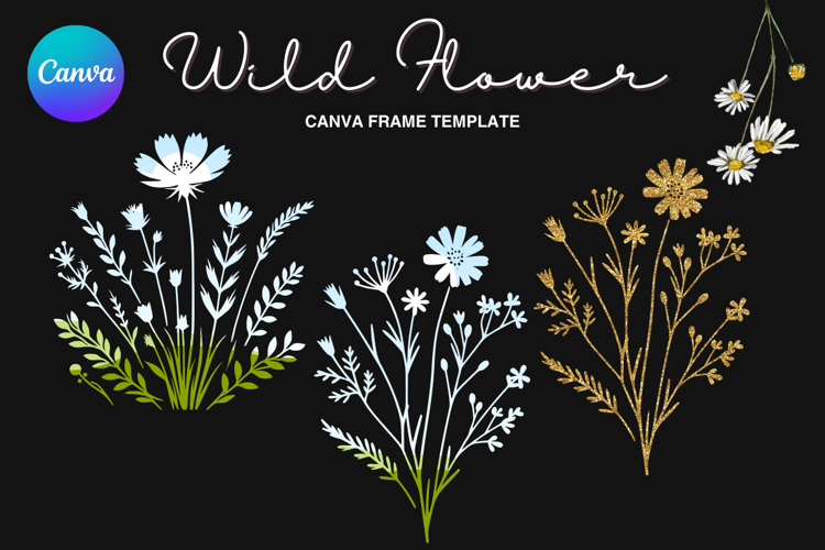Wild Flower Canva Frame Bouquet Flower Add Photo_63