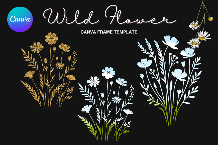 Wild Flower Canva Frame Bouquet Flower Add Photo_65