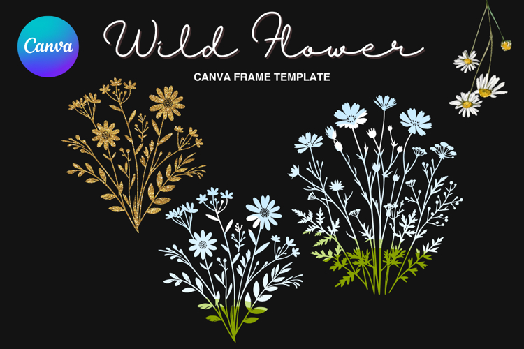 Wild Flower Canva Frame Bouquet Flower Add Photo_67