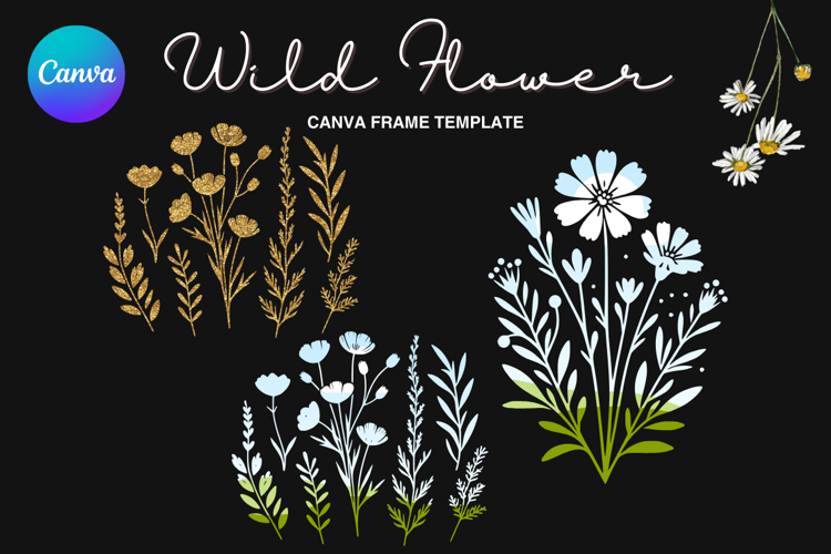 Wild Flower Canva Frame Bouquet Flower Add Photo_68