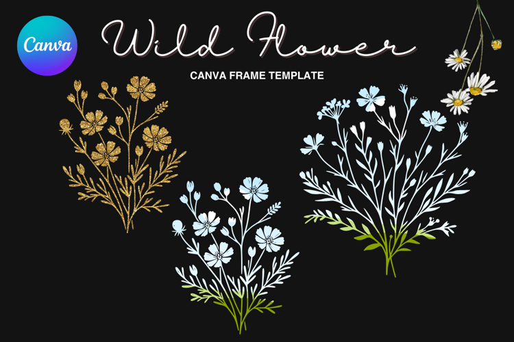 Wild Flower Canva Frame Bouquet Flower Add Photo_69