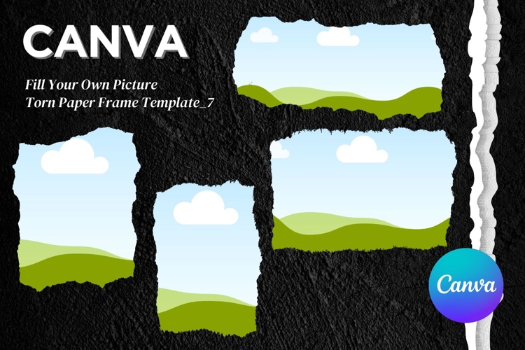 Torn Paper Ripped Text Box Canva Frame Photo Template_7