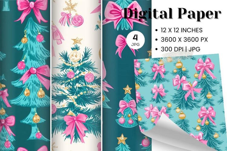 Christmas Tree Pattern Digital Paper Background Seamless_7