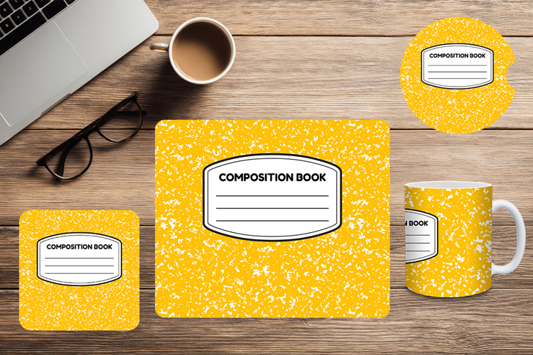 Composition Book Design School Mug Mouse Pad Car Coaster_7