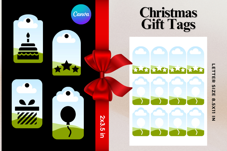 Christmas Gift Tags Canva Frame DIY Labels Editable Bag Tag
