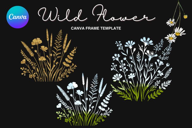 Wild Flower Canva Frame Bouquet Flower Add Photo_71