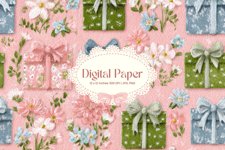 Gift Box Background Seamless Pattern Gift Wrap Digital Paper