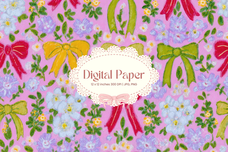 Bow Ribbon Background Bow Digital Paper Pattern Wallpaper_72