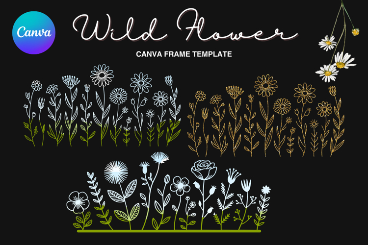 Wild Flower Canva Frame Bouquet Flower Add Photo_76