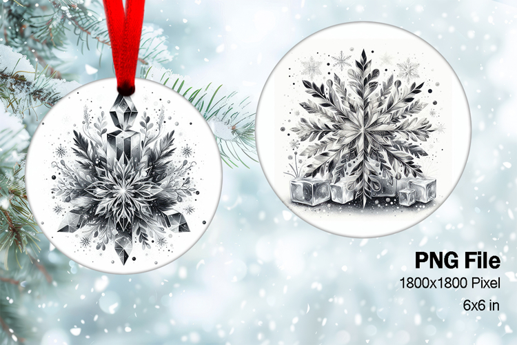 Christmas Ornament Snowflakes Round Ornament Decorate_2