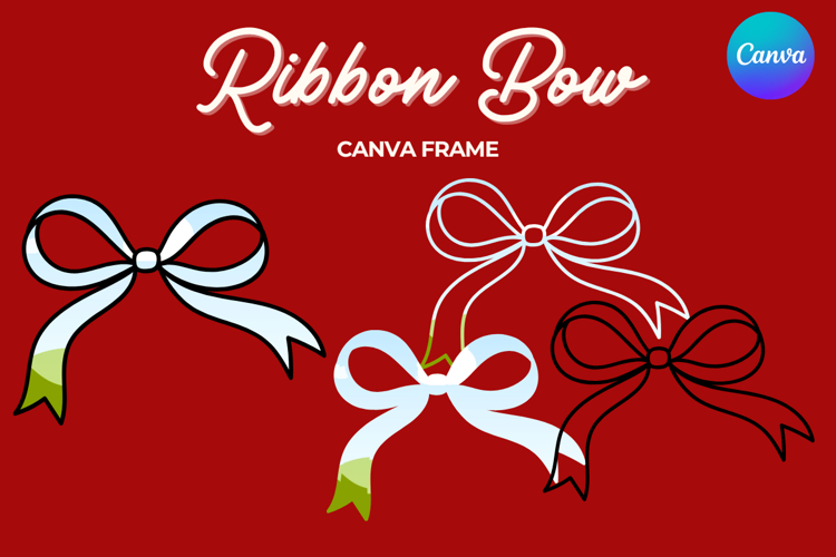 Coquette Bow Canva Frame Hand-Drawn Ribbon Mom life Design
