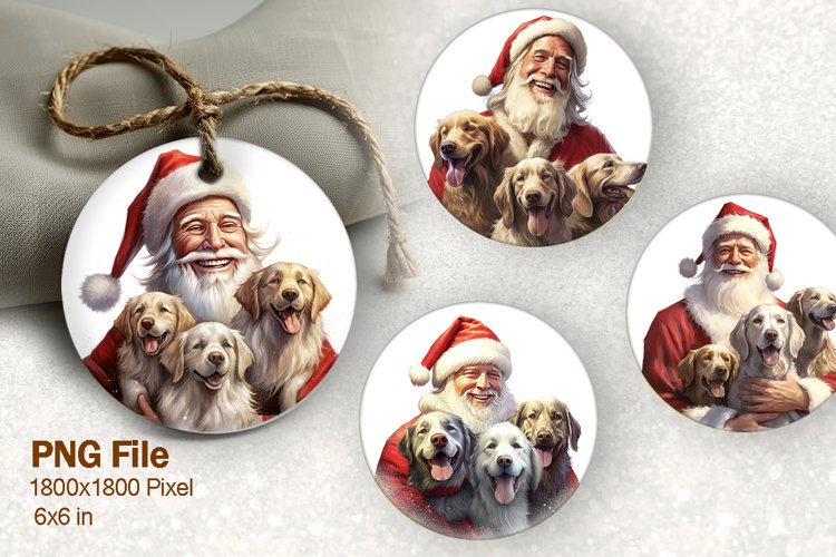 Christmas Ornament Santa With Dog Snow Tree Decorate Design example image 1