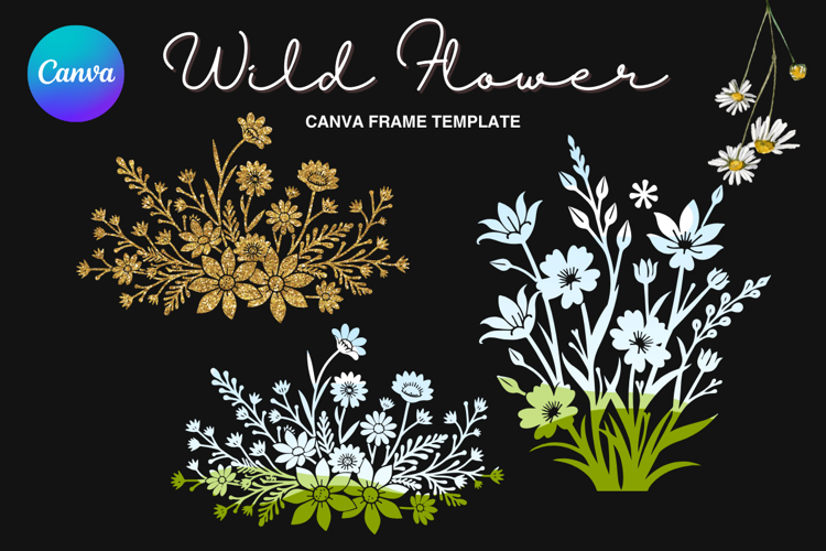 Wild Flower Canva Frame Bouquet Flower Add Photo_89