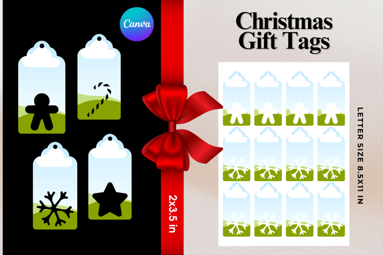 Christmas Gift Tags Canva Frame DIY Labels Editable Bag Tag