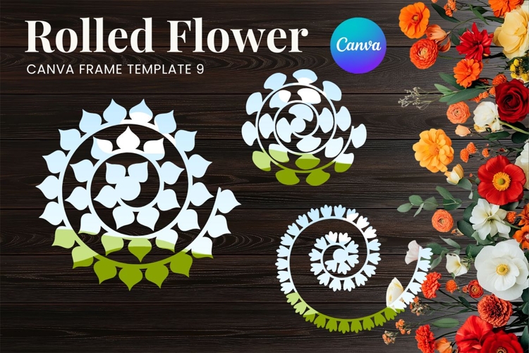 Rolled Flower Canva Frame Paper Flowers Canva Template_9