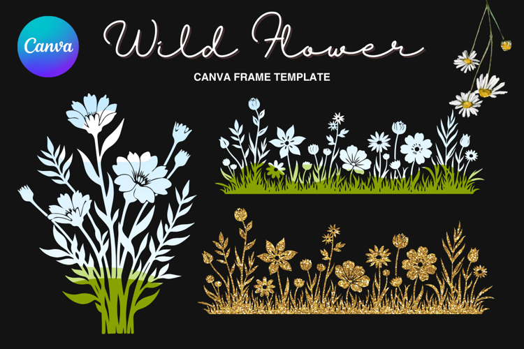 Wild Flower Canva Frame Bouquet Flower Add Photo_99