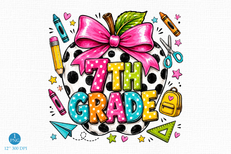 Seventh Grade PNG, Back to School PNG
