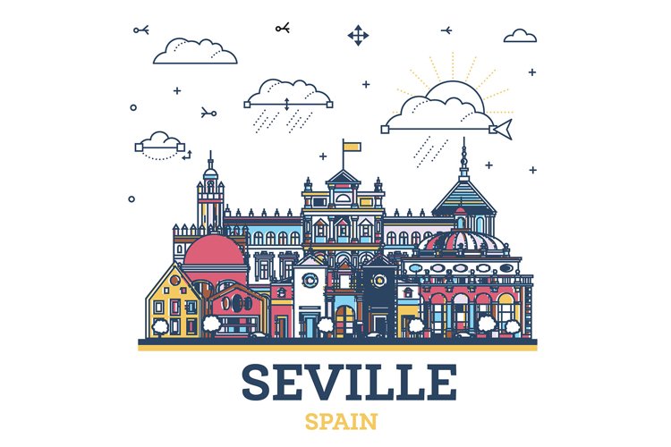 Outline Seville Spain City Skyline.