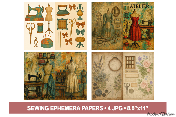 Victorian Seamstress Junk Journal Pages | Fashion Printable