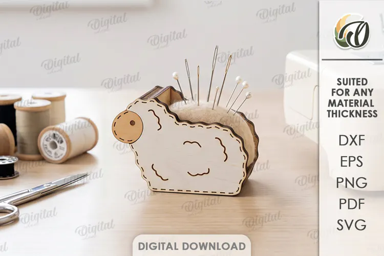 Sheep Sewing Pincushion Laser Cut. Needle Holder Stand SVG