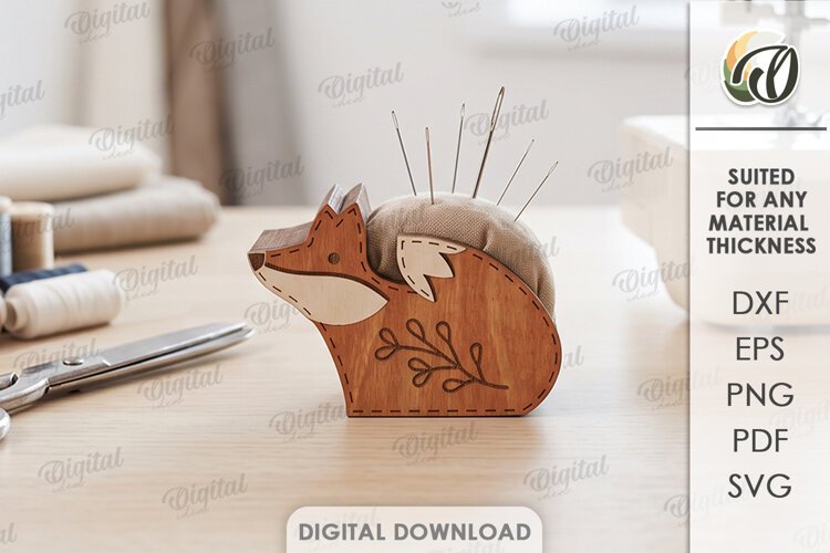Fox Sewing Pincushion Laser Cut. Needle Holder Stand SVG example image 1
