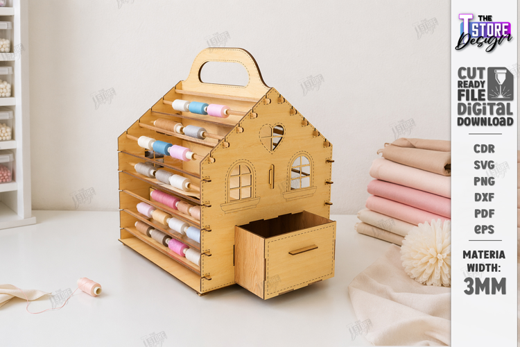 Sewing Thread Organizer Laser Cut | Storage Rack | Crafting