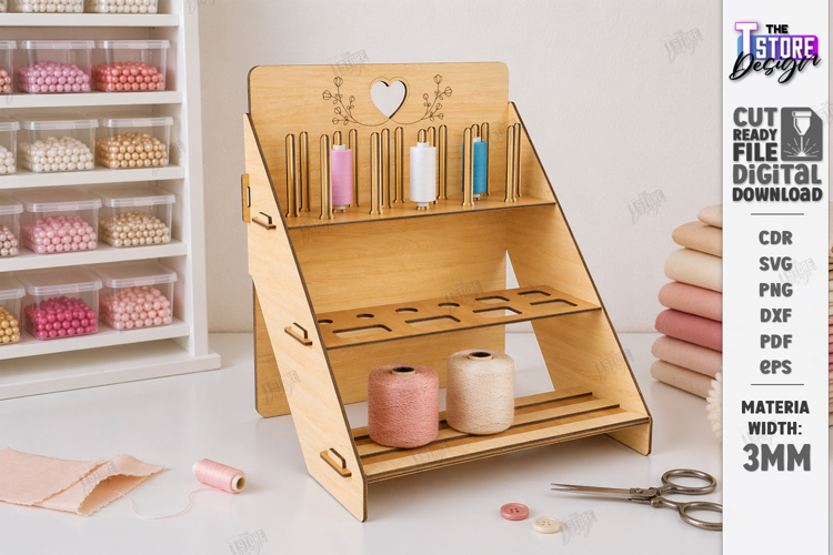 Sewing Thread Organizer Laser Cut | Storage Rack | Crafting