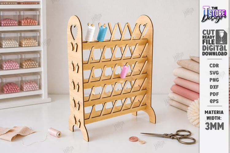 Sewing Thread Organizer Laser Cut | Storage Rack | Crafting