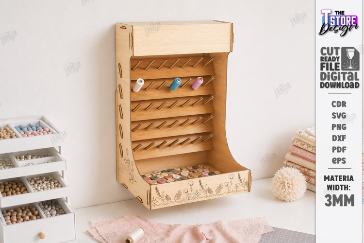 Sewing Thread Organizer Laser Cut | Storage Rack | Crafting