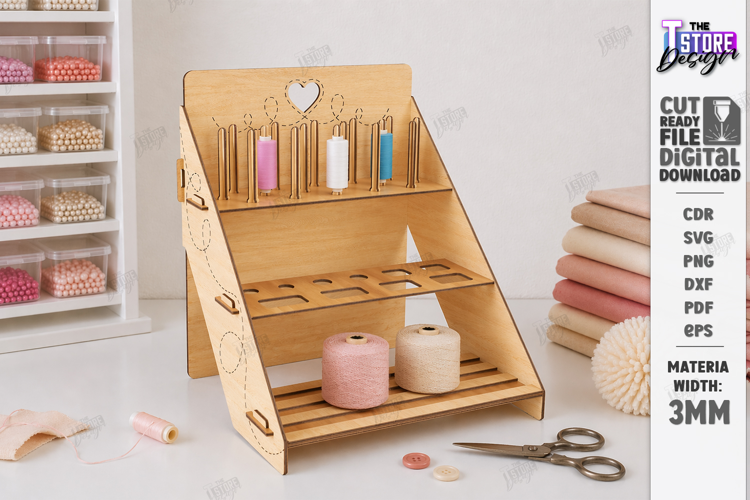 Sewing Thread Organizer Laser Cut | Storage Rack | Crafting