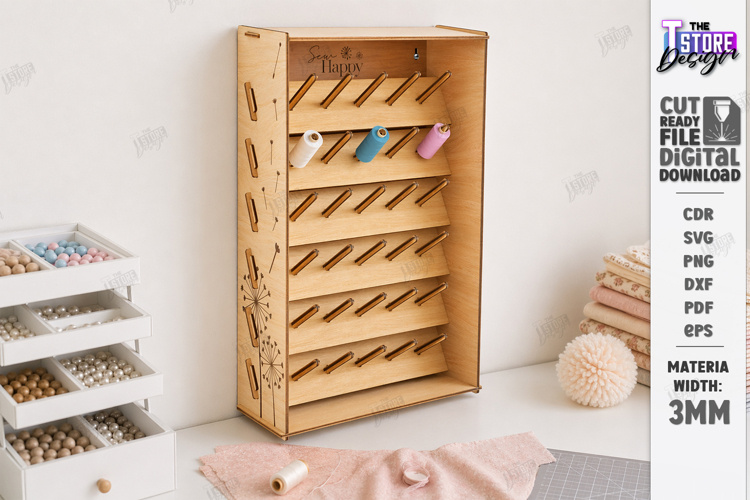 Sewing Thread Organizer Laser Cut | Storage Rack | Crafting