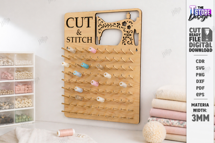 Sewing Thread Organizer Laser Cut | Storage Rack | Crafting