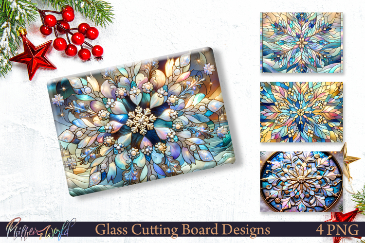 Winter Mandala Cutting Board Art