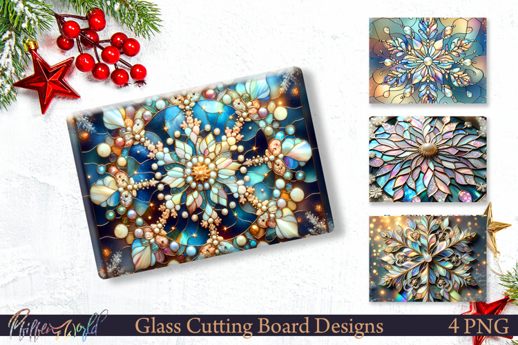 Snowflake Stained Glass Designs | Cutting board
