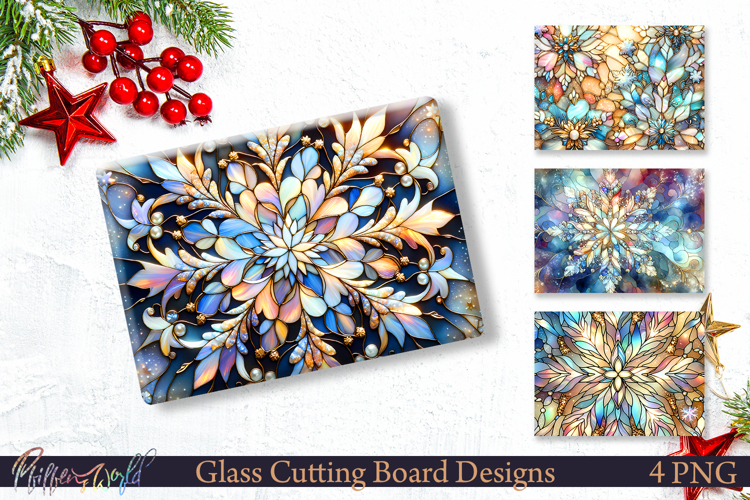 Blue Gold Snowflake Cutting Boards
