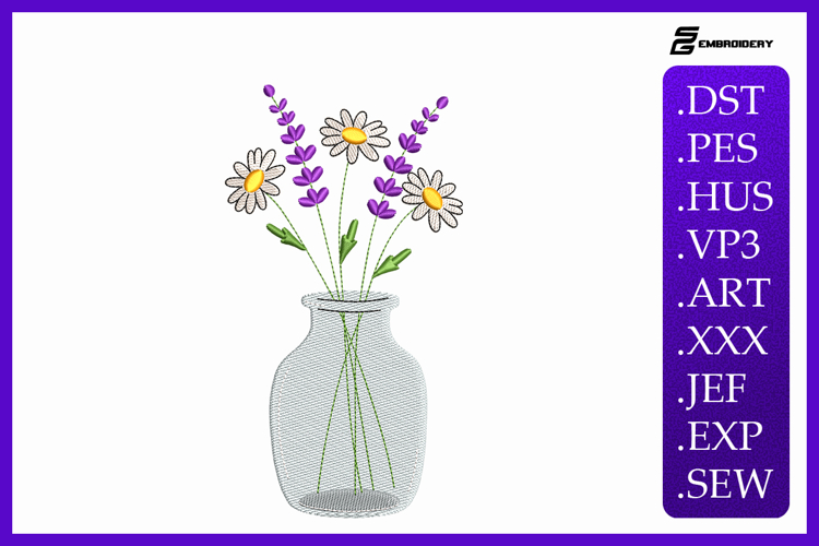 Flower Vase Embroidery Designs For Machine